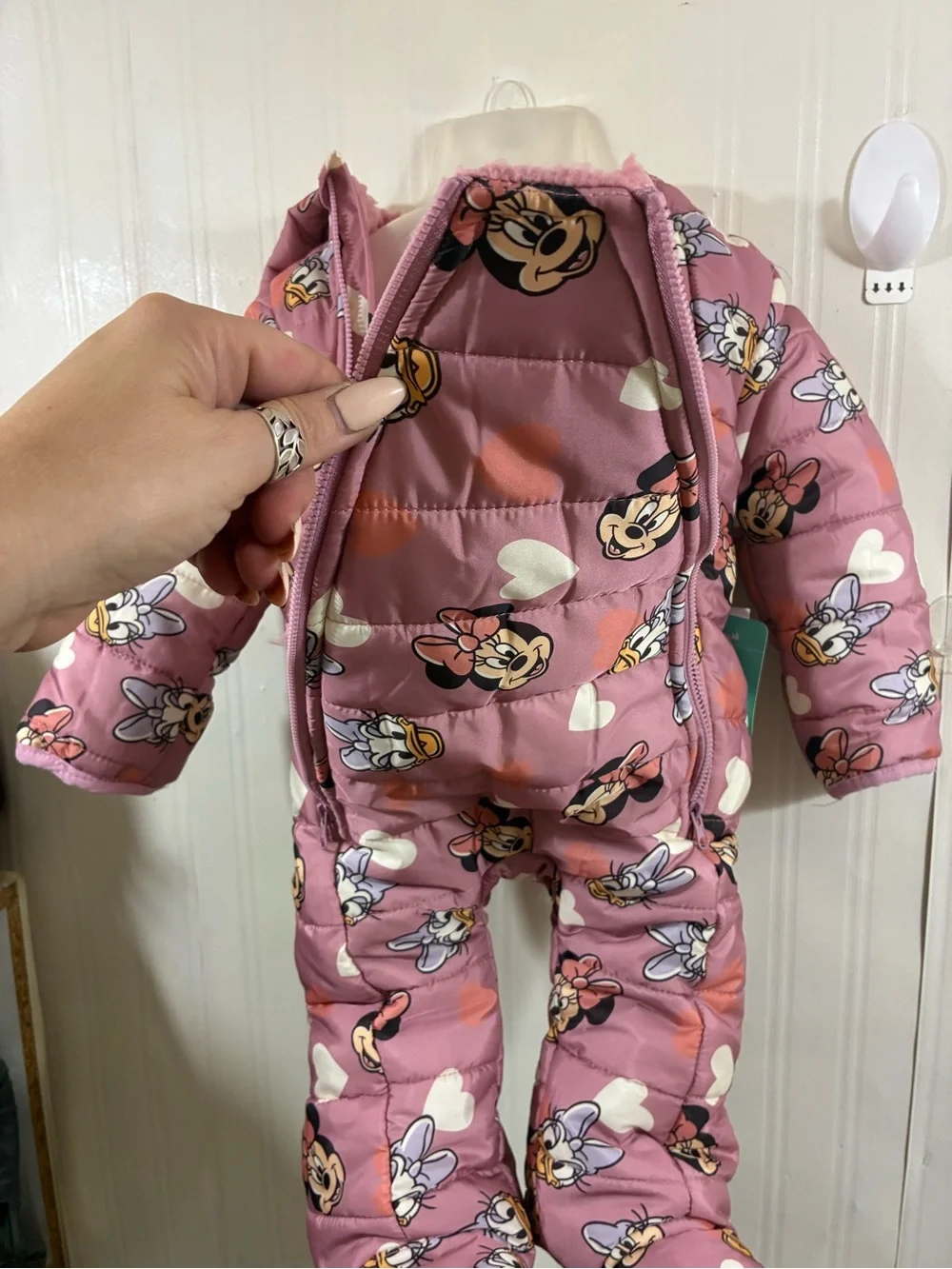 Disney Pink Minnie & Daisy Hooded Puffer One-Piece